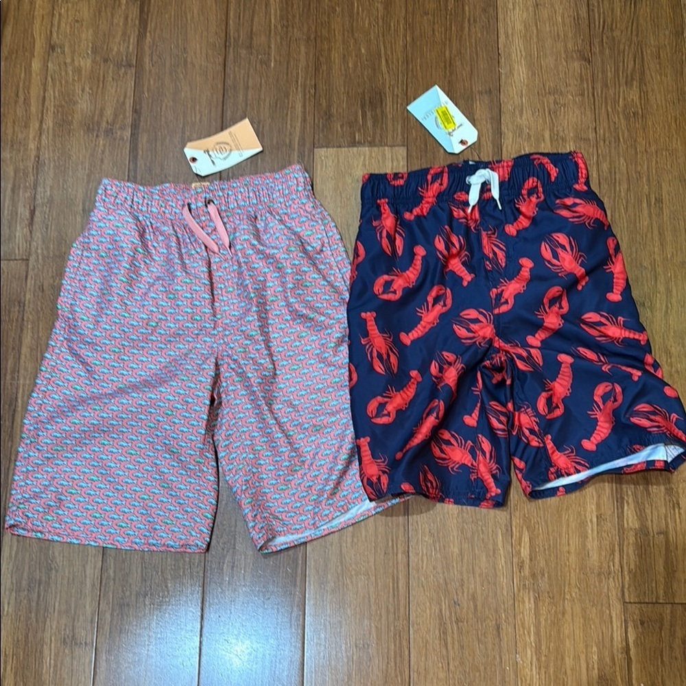 Class club bundle of boys swim trunks NWT size 10/12 fish and lobsters